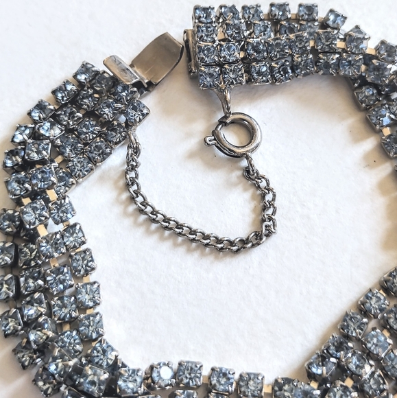 💙 Vintage Estate Designer Elizabeth Morrey Braided Blue Rhinestone Bracelet - Picture 3 of 6